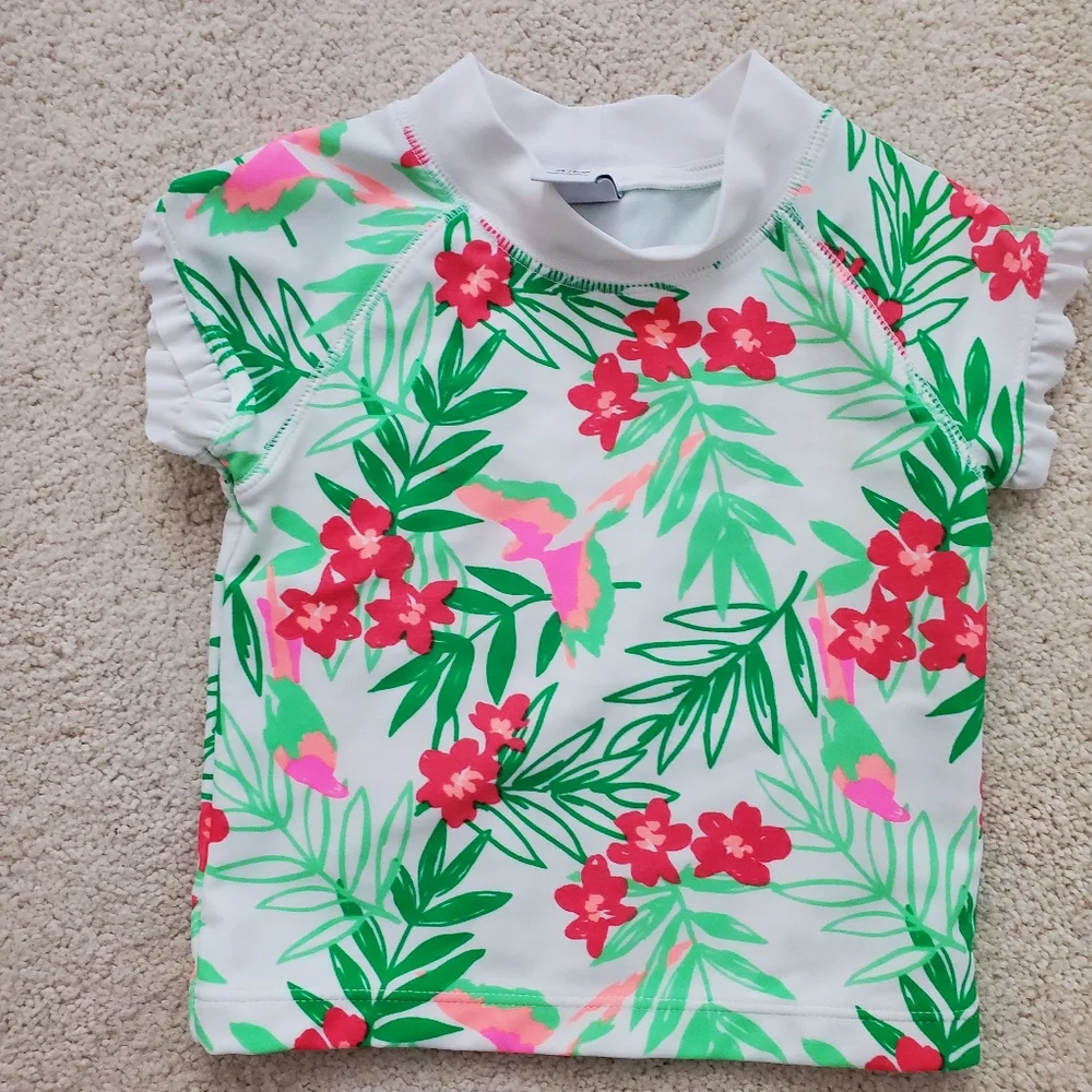 Janie and Jack Baby Girls' Tropical Rash Guard Swim Shirt 12-18m